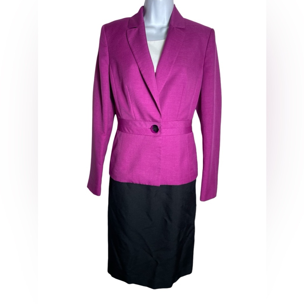 Evan Picone dress suit size 8 stunning magenta‎ purple & black dress suit 🖤🩷